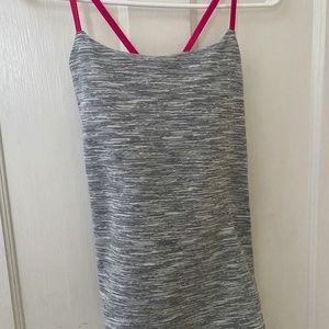 Lululemon Athletica Workout Tank Top | Grey with Pink Straps | Size 4